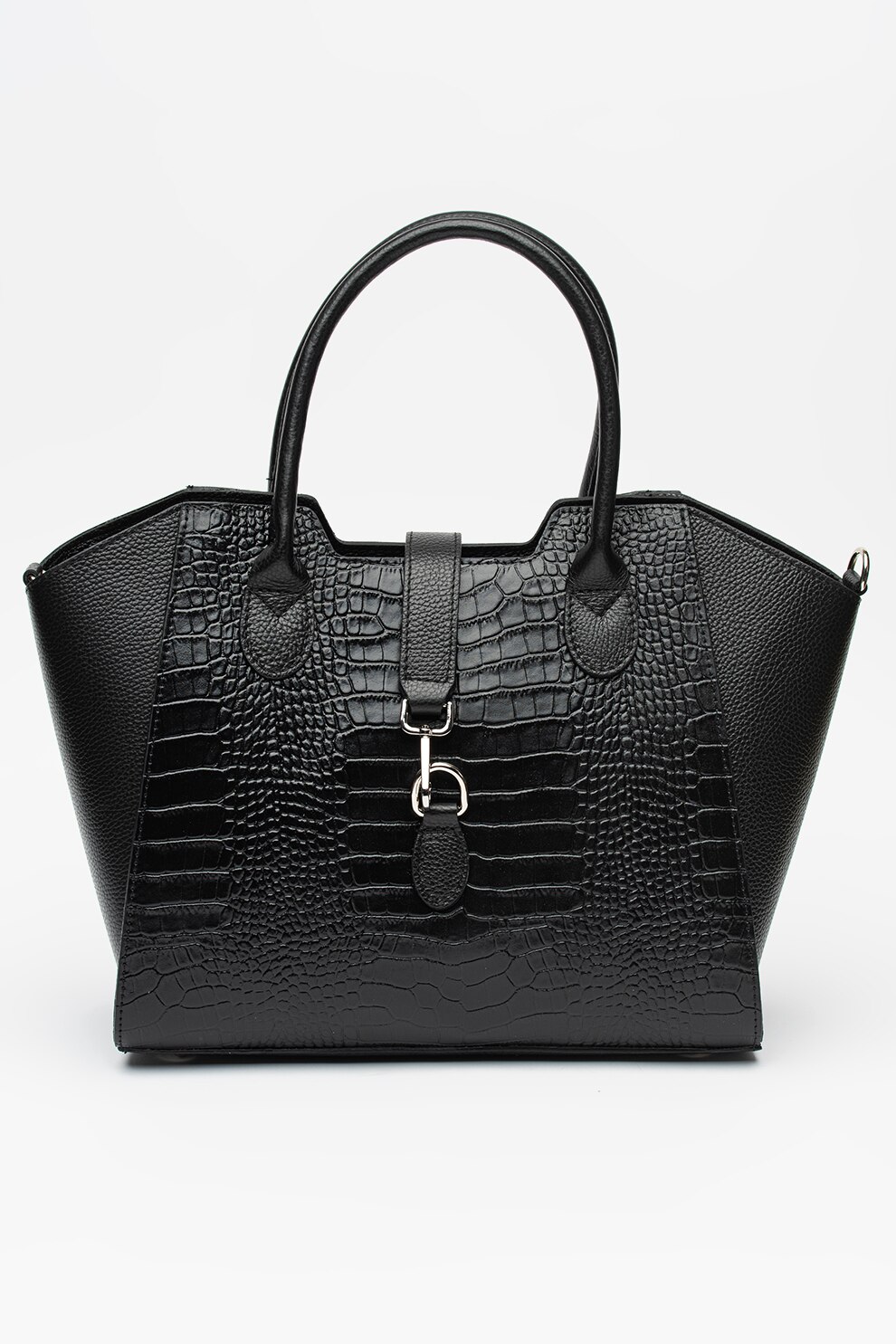 Chiara Canotti, Geanta tote de piele cu model piele de reptila, Negru