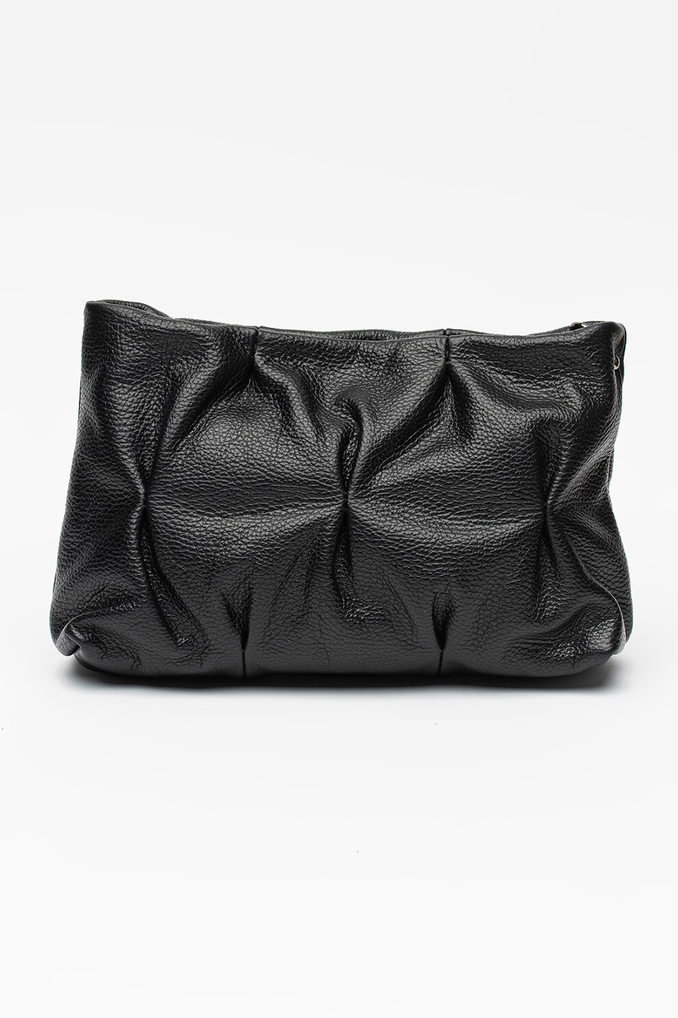 Chiara Canotti, Geanta de piele cu bareta detasabila de umar si fronseuri, Negru