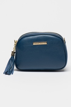 Antonia Moretti, Geanta crossbody de piele cu compartimente multiple, Bleumarin Antonia Moretti, Geanta crossbody de piele cu compartimente multiple, Bleumarin