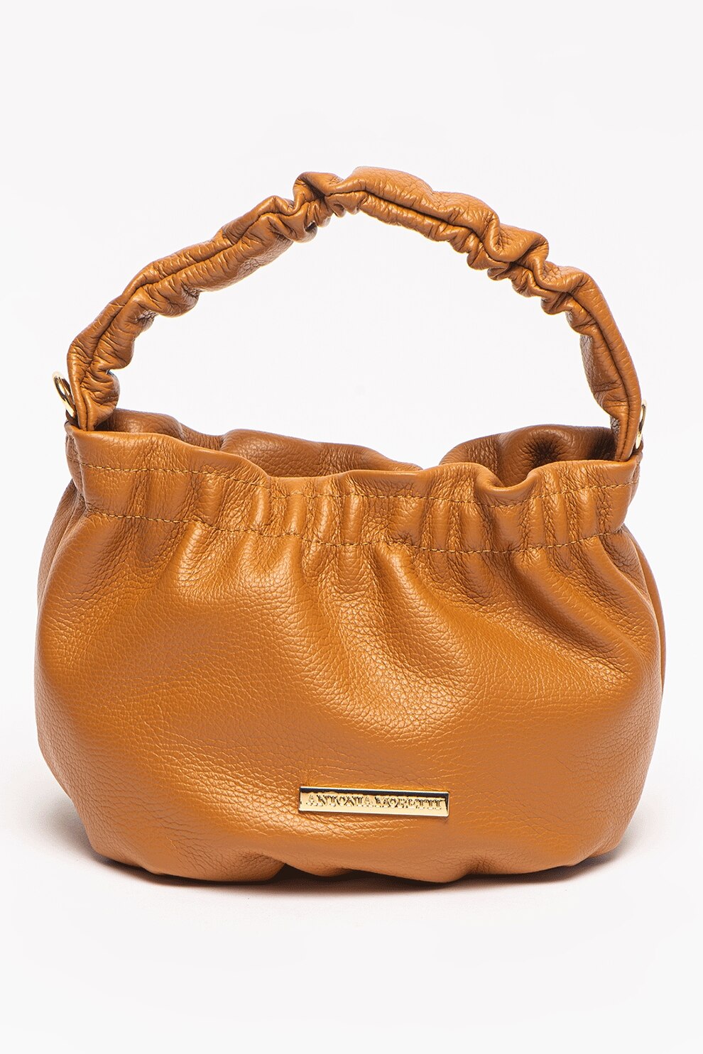 Antonia Moretti, Geanta de piele cu bareta detasabila, Maro caramel