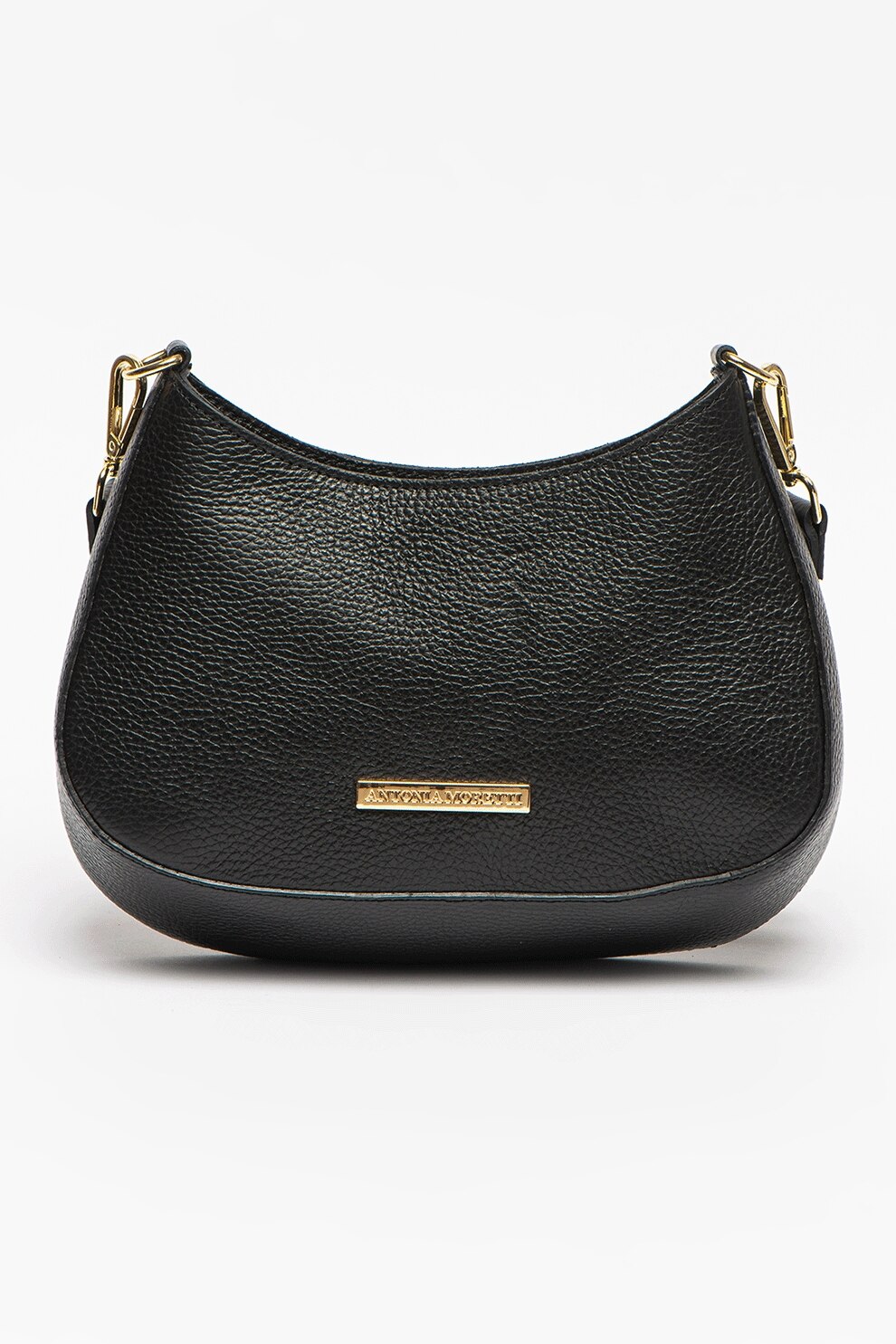 Antonia Moretti, Geanta de umar, din piele cu doua barete, Negru