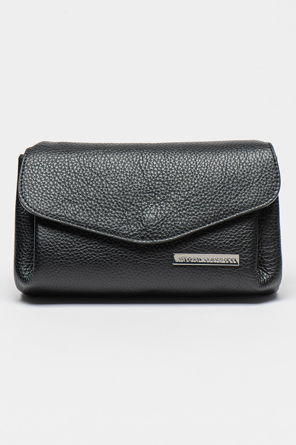 Antonia Moretti, Geanta crossbody de piele cu bareta din material textil, Negru