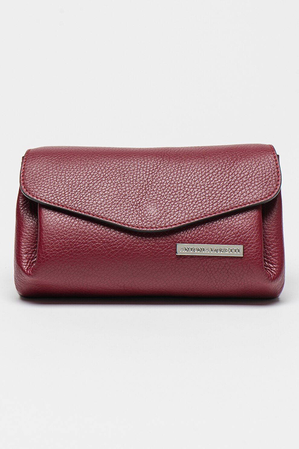 Antonia Moretti, Geanta crossbody de piele cu bareta din material textil, Violet pruna