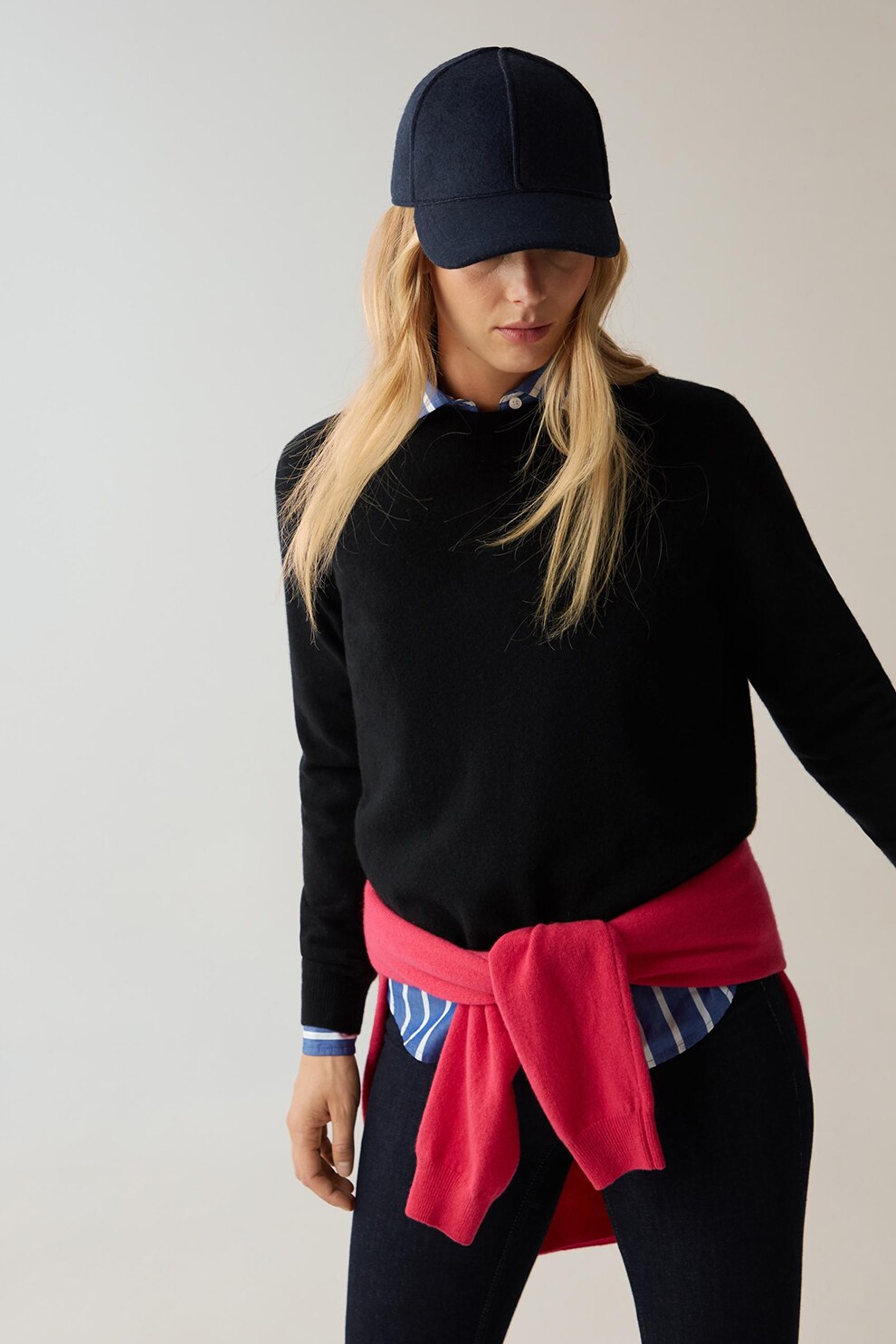 OVS, Pulover tricotat fin din amestec de lana, Negru