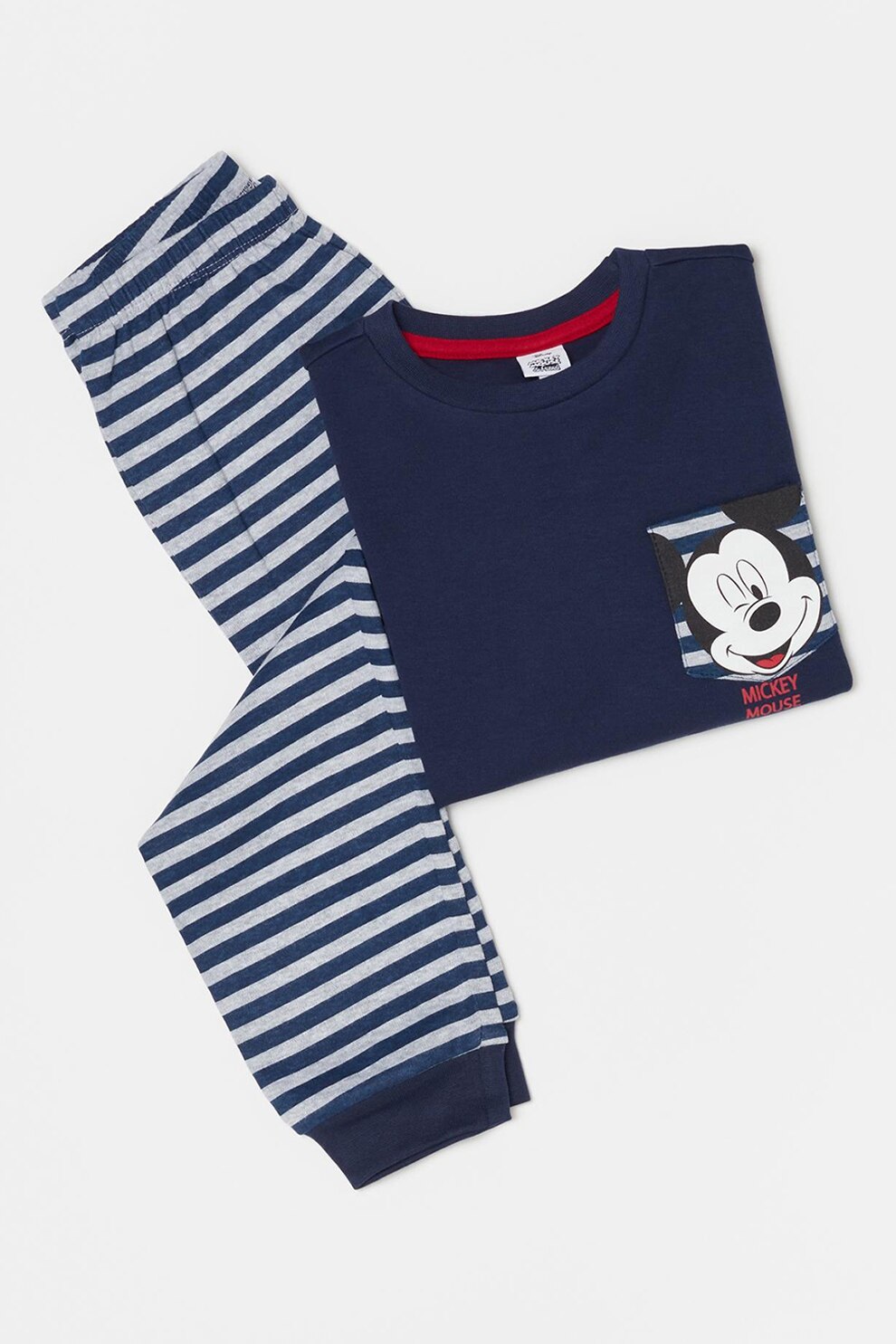OVS, Pijama cu imprimeu Mickey Mouse, Bleumarin/Gri melange/Alb