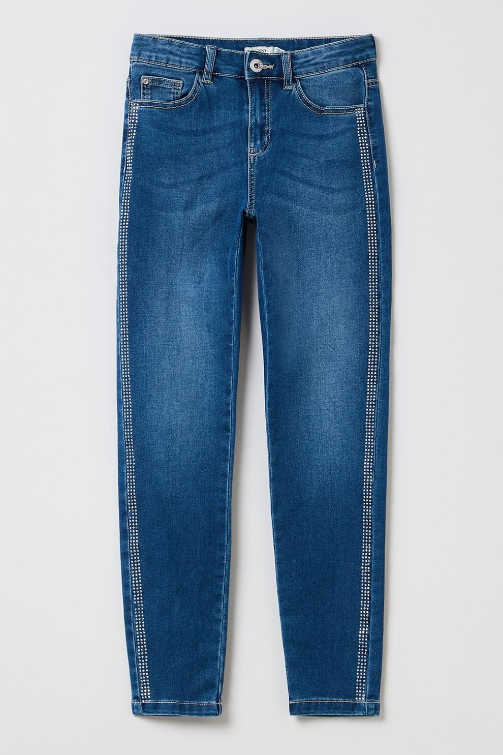 OVS, Blugi skinny cu aplicatii de strasuri, Albastru