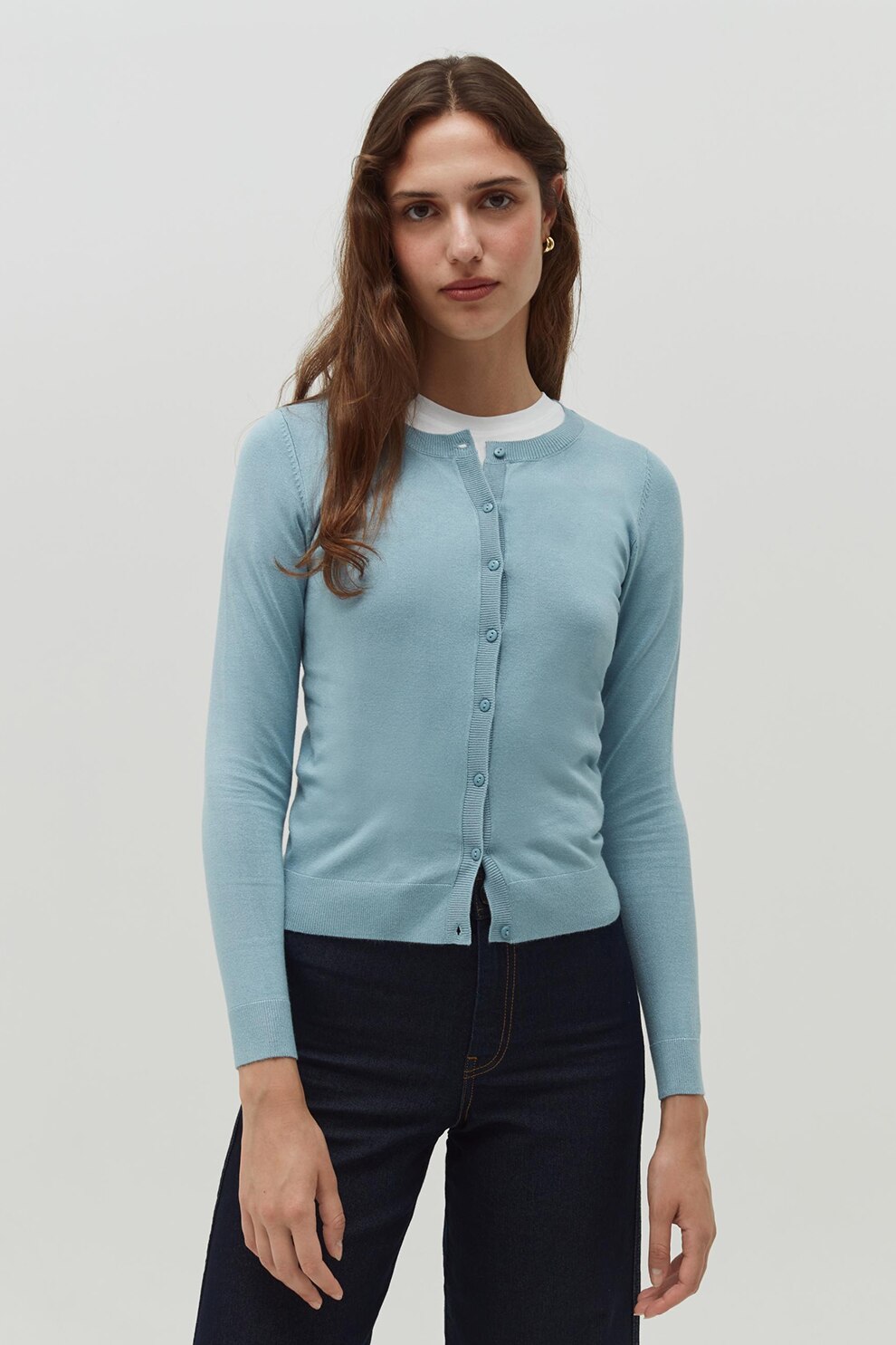 OVS, Cardigan cu margini striate, Albastru lavanda