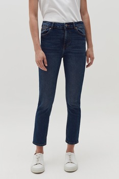 OVS, Blugi crop cu talie medie, Albastru inchis OVS, Blugi crop cu talie medie, Albastru inchis