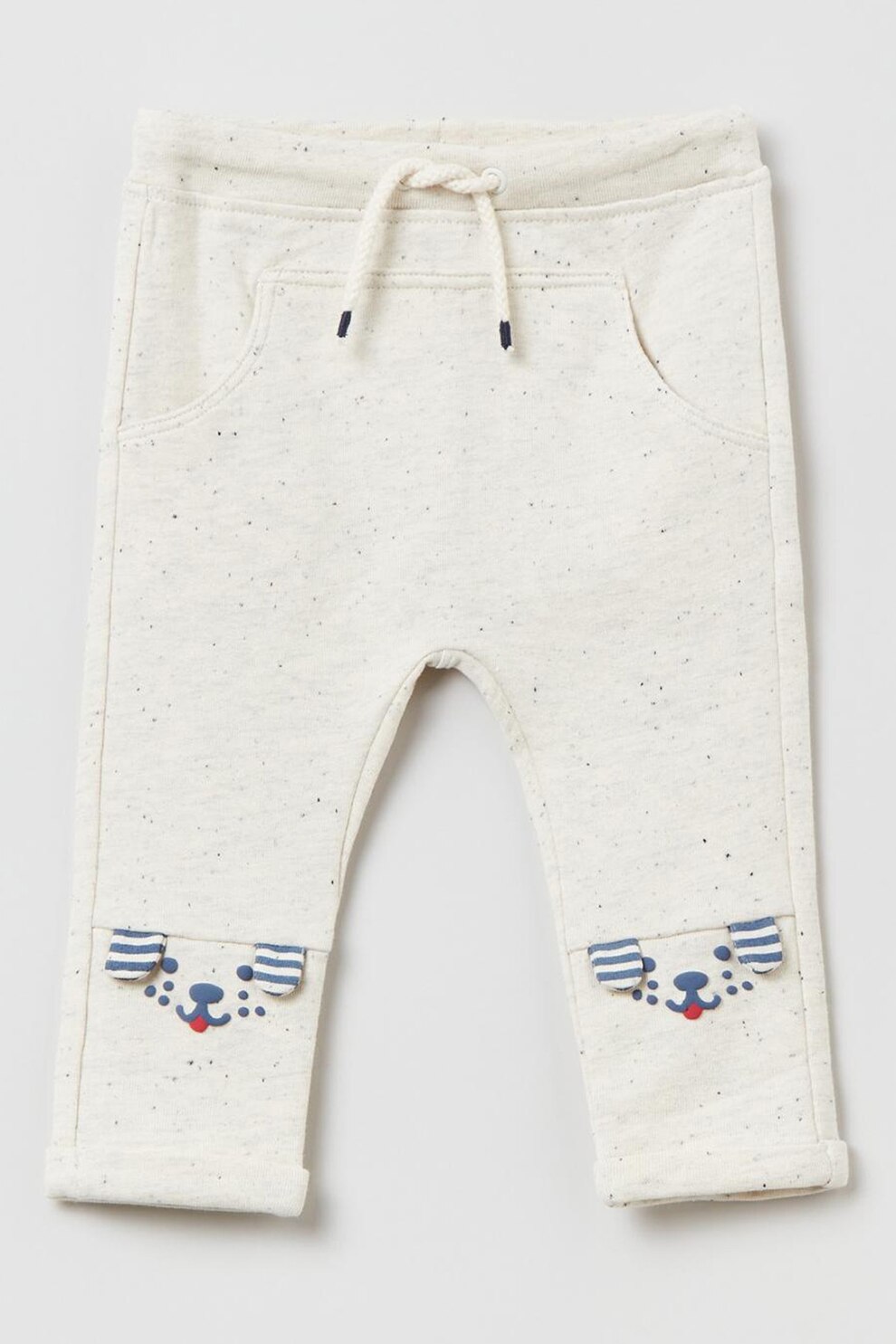 OVS, Pantaloni sport cu snur in talie, Alb prafuit/Albastru/Rosu