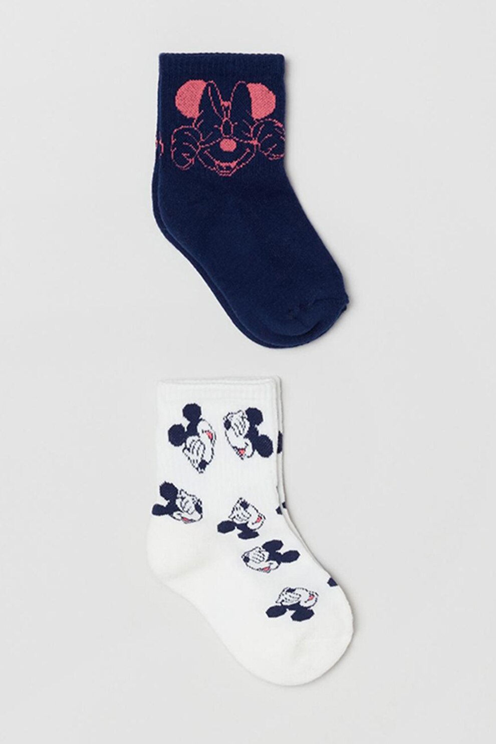 OVS, Set de sosete scurte cu model grafic - 2 perechi, Bleumarin/Alb/Roz