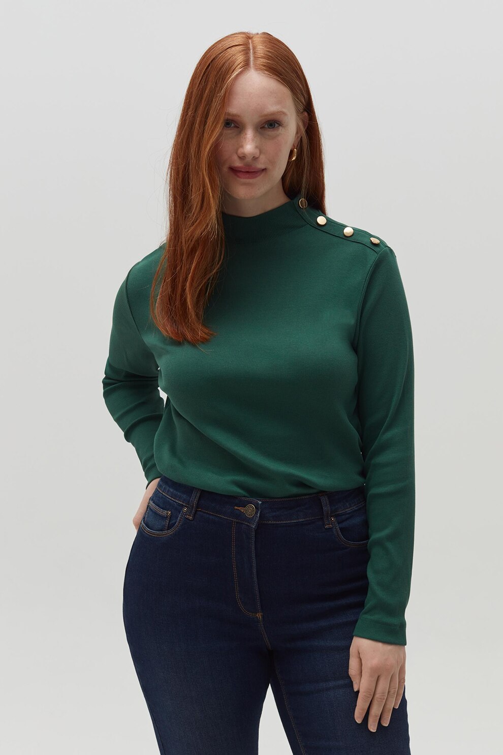 OVS, Bluza striata de bumbac, Verde englez, S