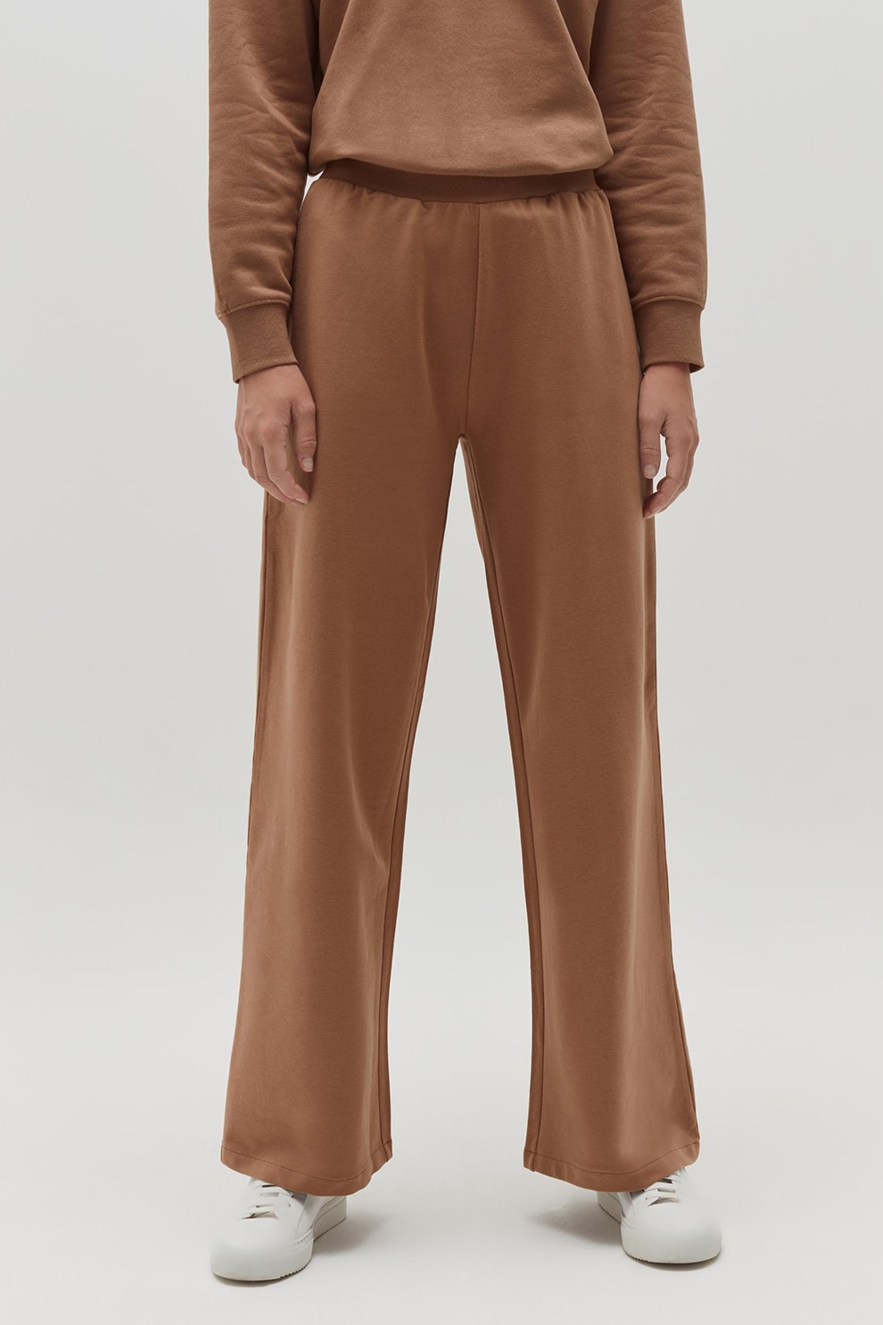 OVS, Pantaloni sport drepti din amestec de bumbac, Scortisoara