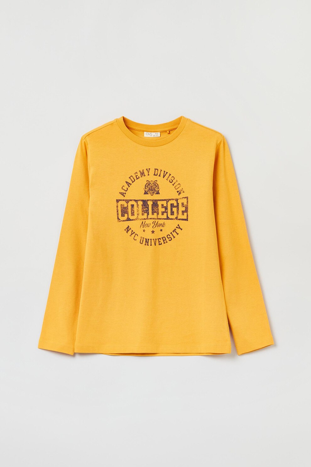 OVS, Bluza cu decolteu la baza gatului si text, Galben sofran