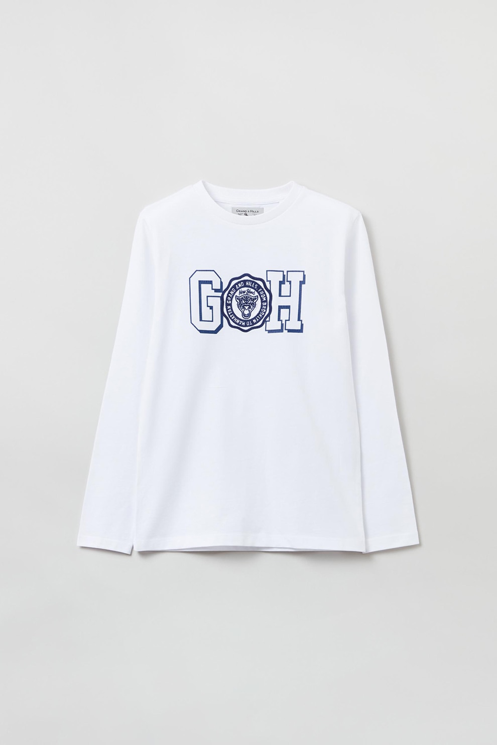 OVS, Bluza de jerseu cu text si imprimeu grafic, Alb/Bleumarin