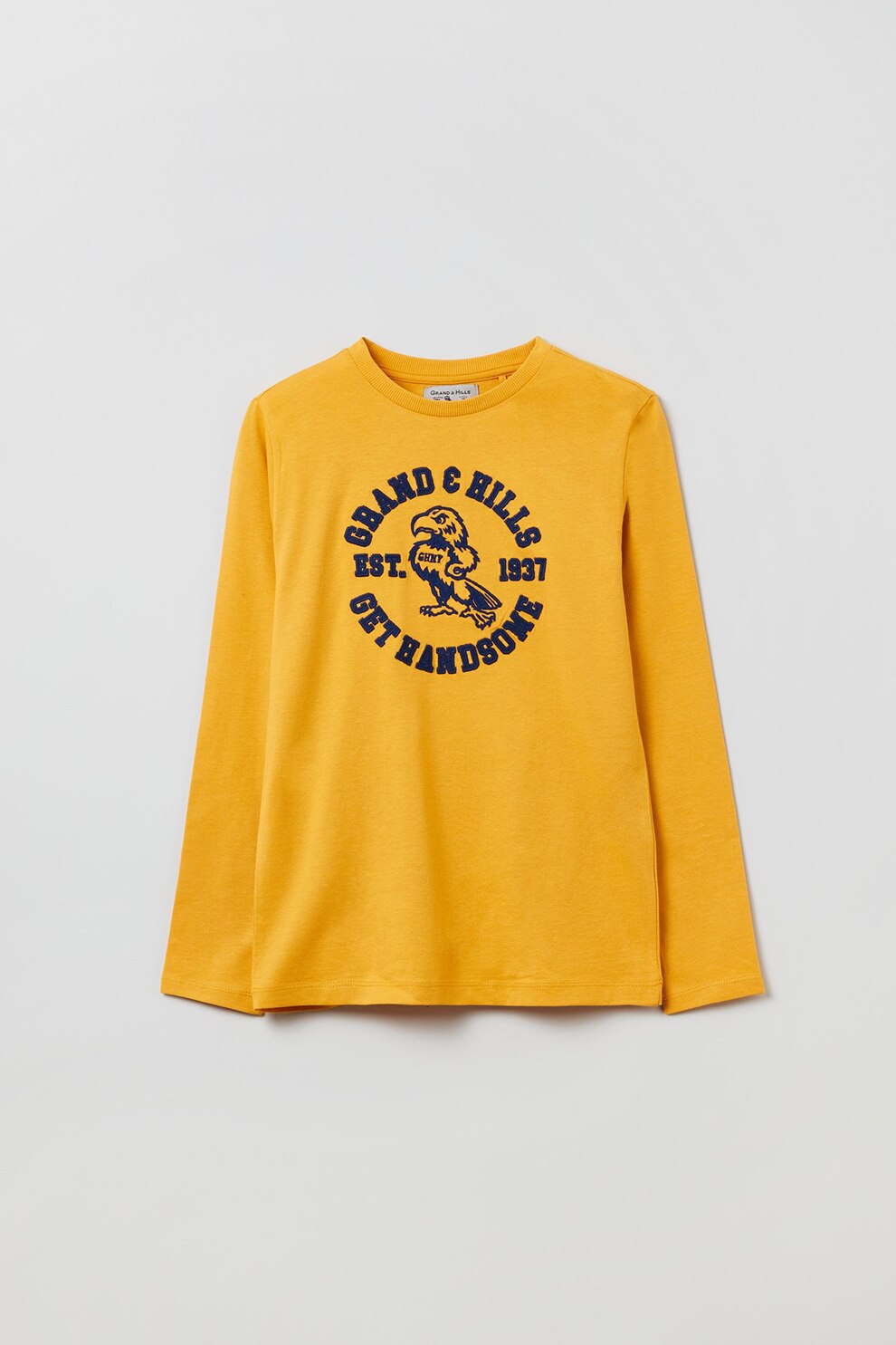 OVS, Bluza cu text brodat pe piept, Galben sofran