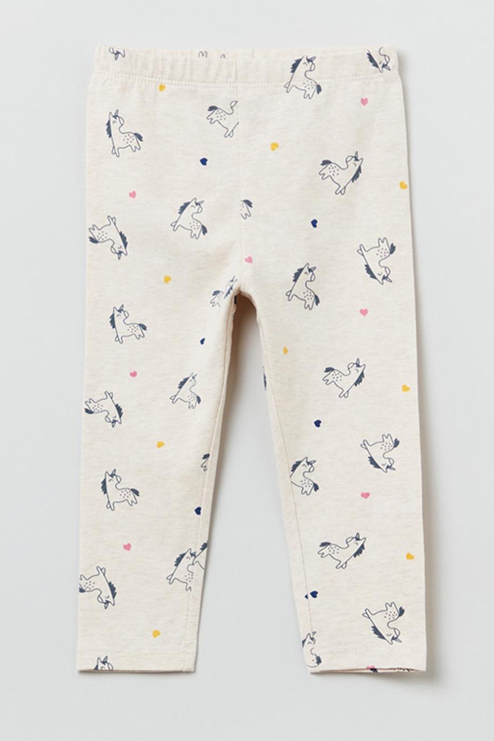 OVS, Pantaloni sport cu imprimeu si talie elastica, Crem/Bleumarin/Galben
