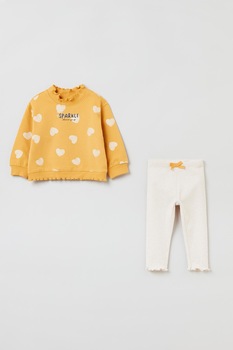 OVS, Set de bluza sport si pantaloni sport cu imprimeu - 2 piese, Galben/alb prafuit, 98 CM OVS, Set de bluza sport si pantaloni sport cu imprimeu - 2 piese, Galben/alb prafuit, 98 CM