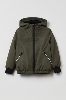 OVS, Jacheta cu fermoar si gluga, Verde militar OVS, Jacheta cu fermoar si gluga, Verde militar