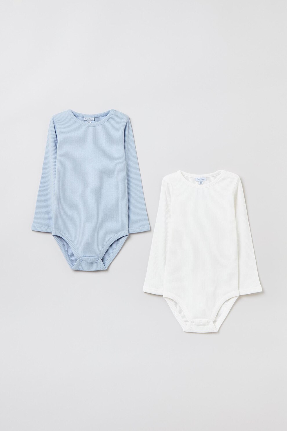 OVS, Set de body-uri de bumbac cu maneci lungi - 2 piese, Bleu/Alb