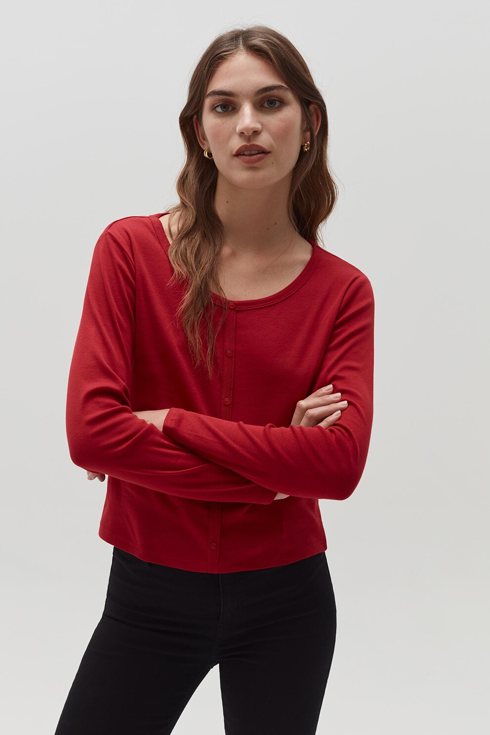 OVS, Bluza cu nasturi decorativi, Rosu