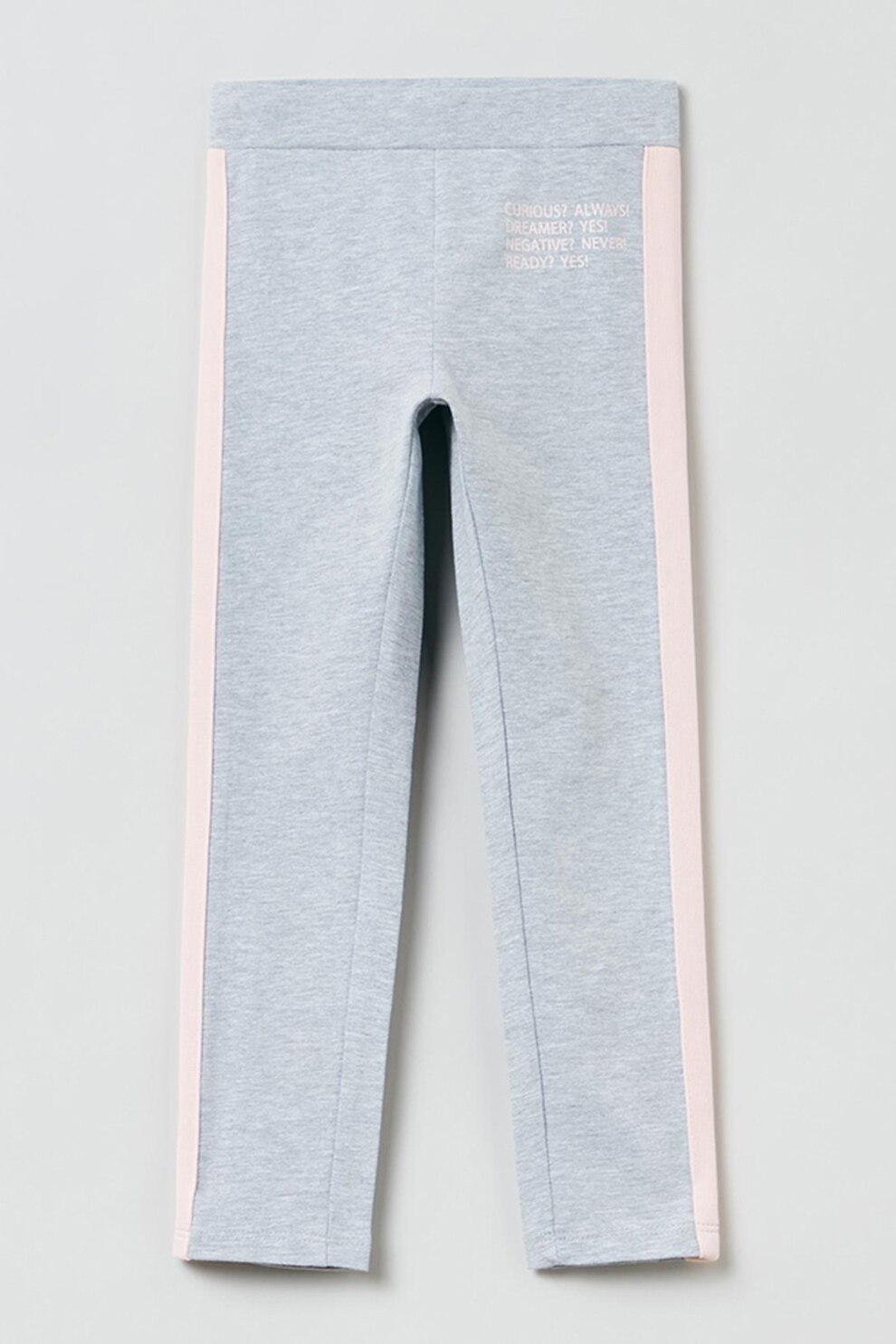 OVS, Colanti din amestec de bumbac cu talie elastica, Gri melange/Roz