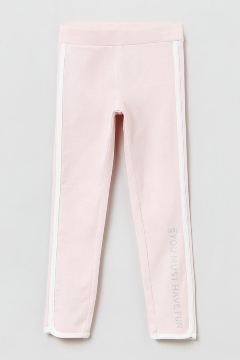 OVS, Colanti din amestec de bumbac cu talie elastica, Roz pal/Alb