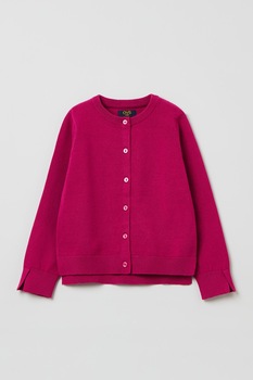 OVS, Cardigan cu decolteu la baza gatului si nasturi, Zmeuriu OVS, Cardigan cu decolteu la baza gatului si nasturi, Zmeuriu