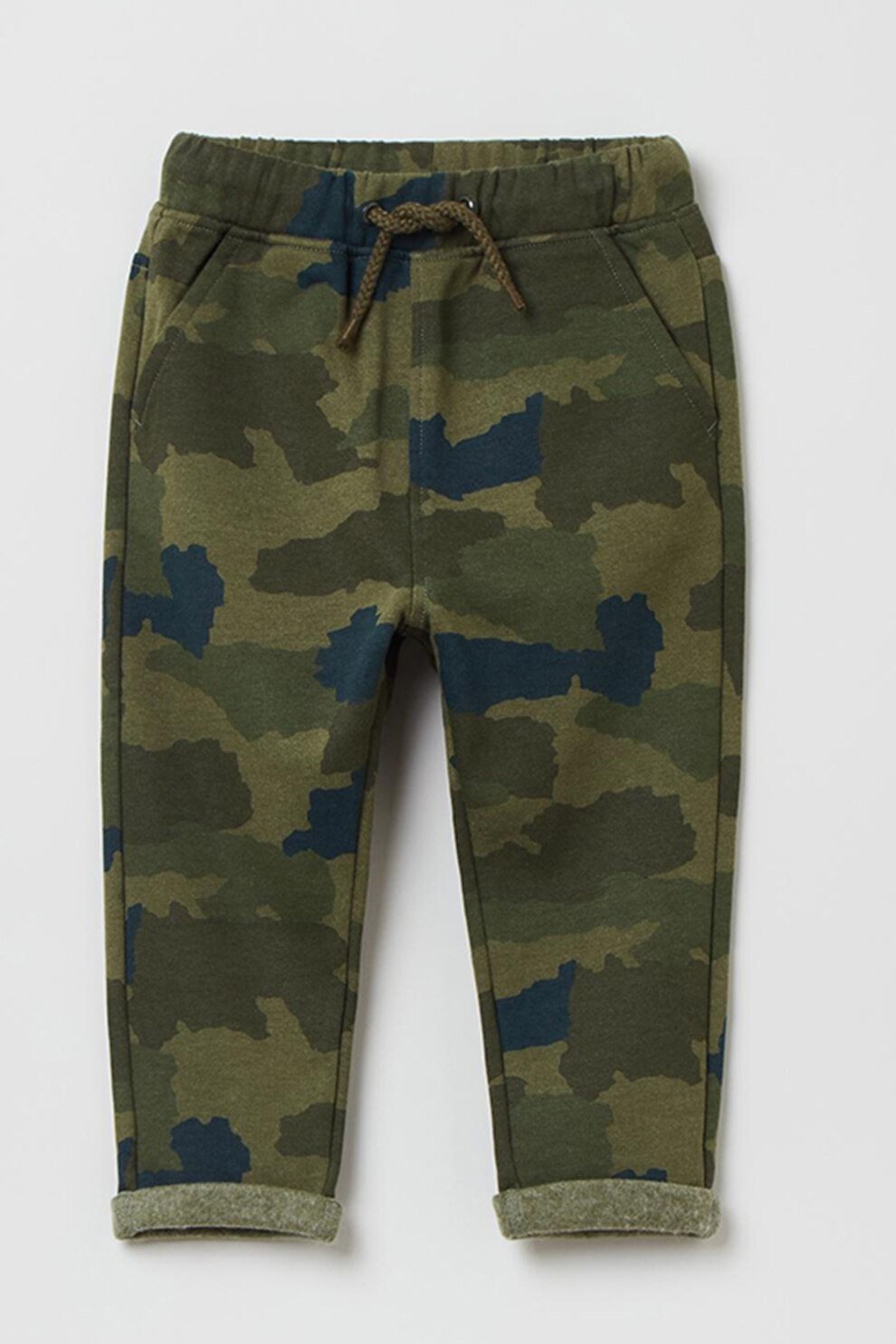 OVS, Pantaloni sport cu imprimeu camuflaj, Verde/Bleumarin