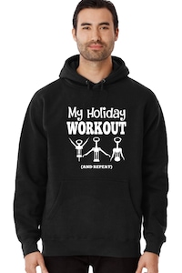 Egyedi férfi pulóver "Holiday workout", Fekete, XL