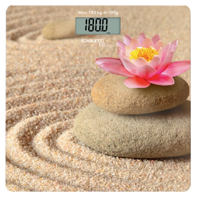 Cantar electronic SC-BS33E093 pentru masurarea greutatii corporale, 180 kg, ultra slim, beige