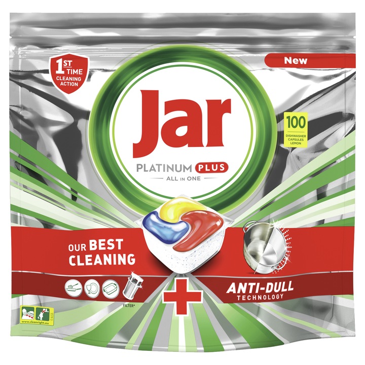 Jar Platinum Plus mosogatógép tabletta, Citrom, 2x100db
