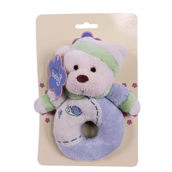 Csörgő baba Aurora Bear 733824, plüss, kék, 16cm