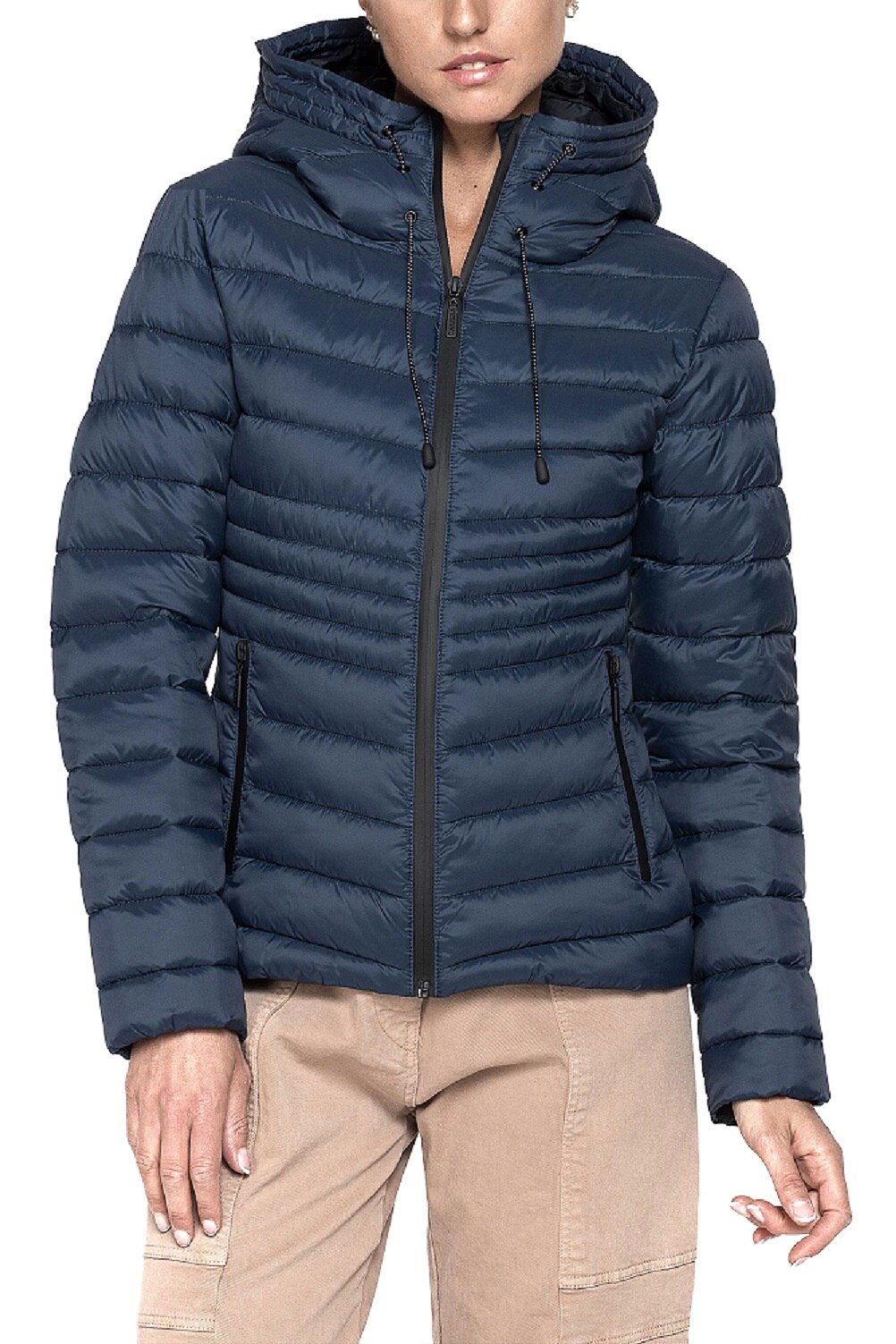 Geaca matlasata ultralight rezistenta la apa, Carrera , Regular fit, Albastru inchis