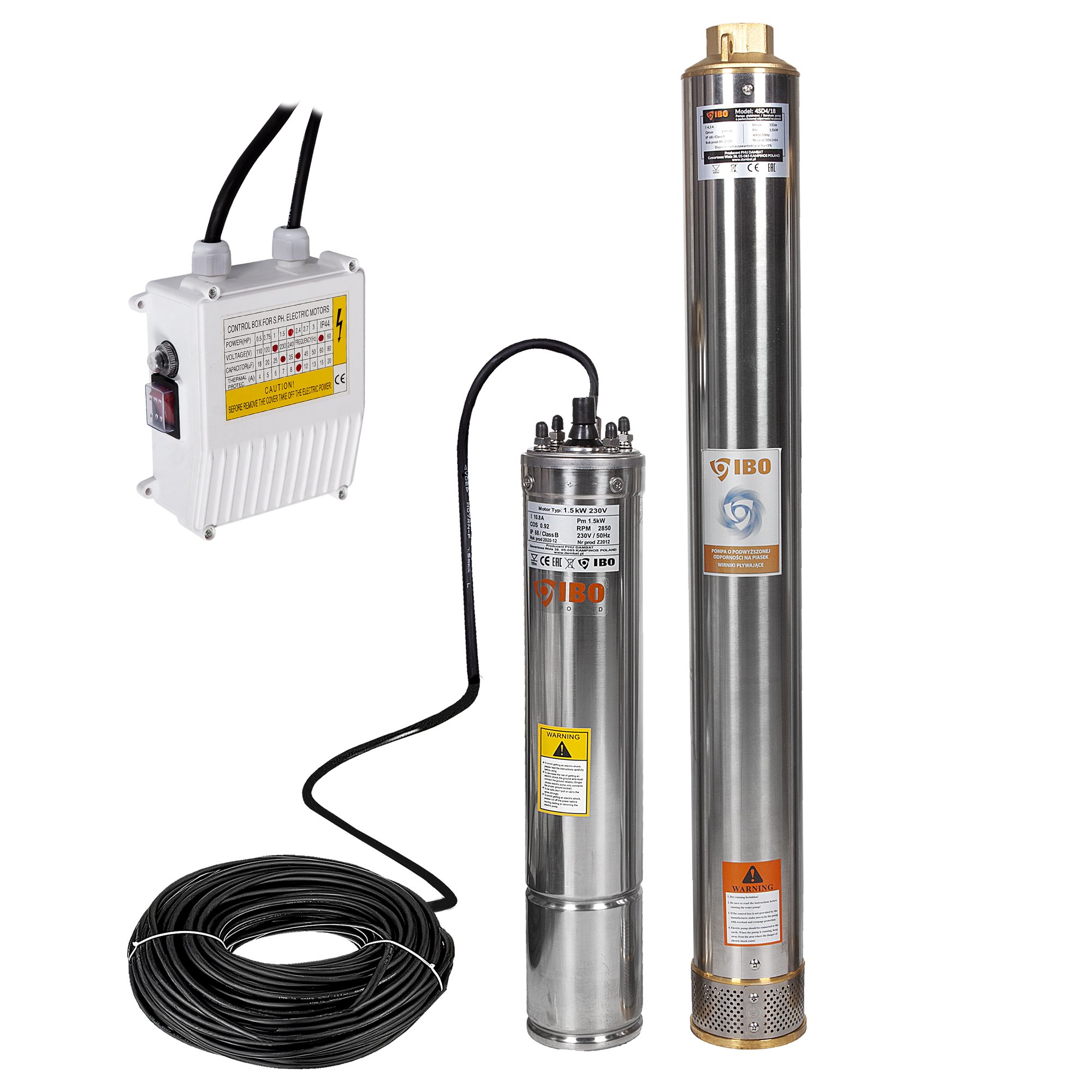 Pompa submersibila Ibo Dambat 4SDM4/18, 1.5kW, debit maxim 100l/min, inaltime refulare 131m, diametru refulare 1½ toli