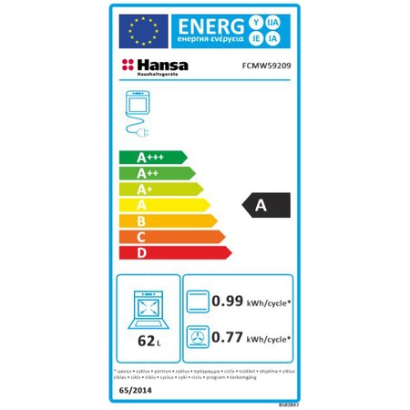 Aragaz mixt Hansa FCMW59209, 4 arzatoare gaz, Cuptor electric, Grill, Clasa A, Alb