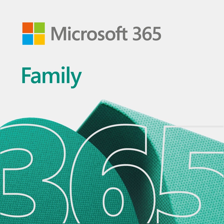 Microsoft 365 Family, Английски, 1 година абонамент, 6 устройства, Retail