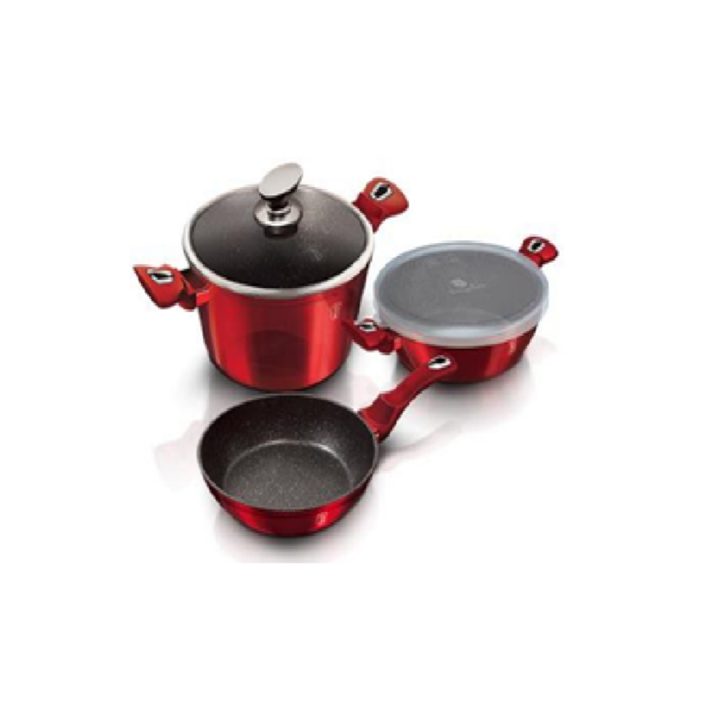 Berlinger Haus Metallic Burgundy Line 5 részes edénykészlet márvány bevonattal, metál külső bevonattal