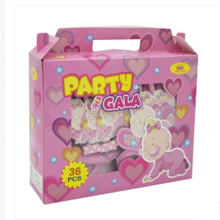 Set petrecere Party Gala, roz, 36 bucati