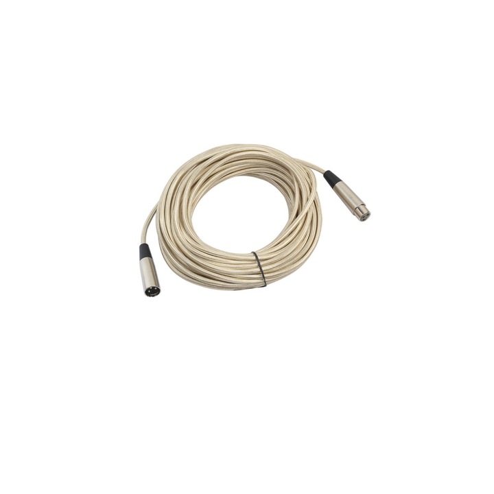 Soho XLR 3 tűs apa - XLR 3 tűs anya audio kábel, textil, 15 méter, aranyszínű