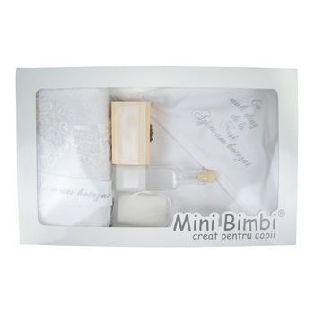 Trusou pentru botez 7 piese Mini Bimbi TBMB-00, Alb 3-6 luni Trusou pentru botez 7 piese Mini Bimbi TBMB-00, Alb 3-6 luni