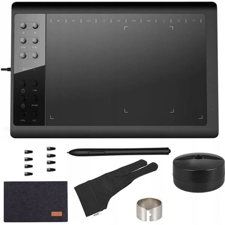 Графичен таблет 1060 Plus, Bosto, LCD, 15.6", Черен