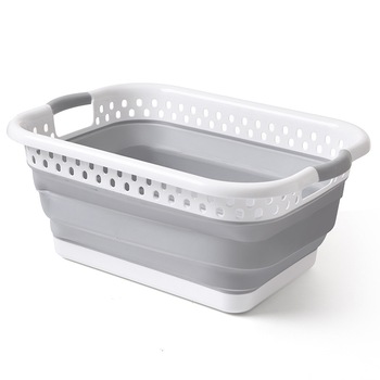 Multifunctional Pliabil Cos Pentru Rufe Din Silicon, Lenjerie, XL, 37 litri, alb/gri, WAYA, , ideal pentru rufe, bai Multifunctional Pliabil Cos Pentru Rufe Din Silicon, Lenjerie, XL, 37 litri, alb/gri, WAYA, , ideal pentru rufe, bai