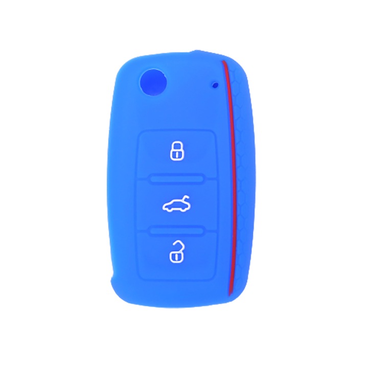 Капак за ключ VW Passat B5.5, Golf 4, 5, 6, Bora, Jetta, Polo, Tiguan, Skoda Fabia, Octavia, Superb, Seat Altea, Leon, Ibiza, син/червен