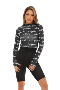 Bluza scurta Bella, Alb/Negru Bluza scurta Bella, Alb/Negru