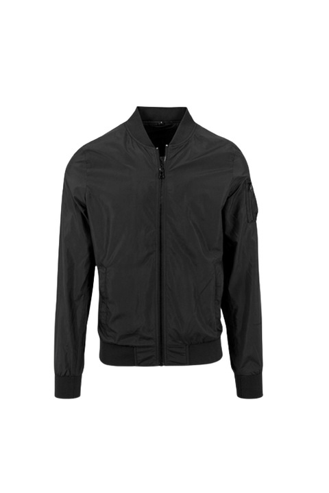 Jacheta bomber Build Your Brand, Nylon, Negru, Negru