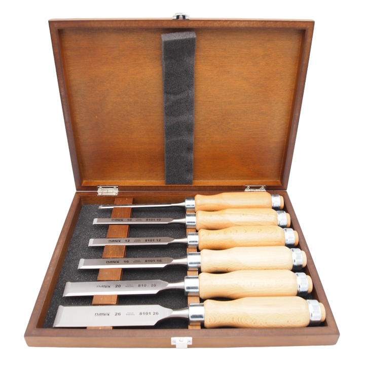 Set 6 dalti profesionale, Narex, Wood Line Profi, in cutie de lemn