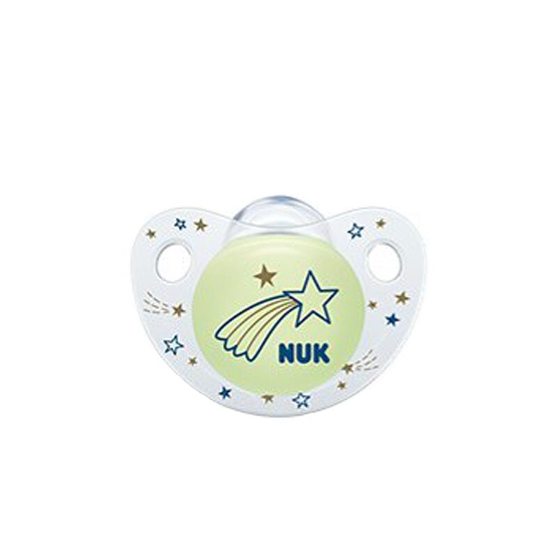 Suzeta ortodontica din silicon 6-18 luni Nuk Night & Day 736383, Alb 6-18 luni