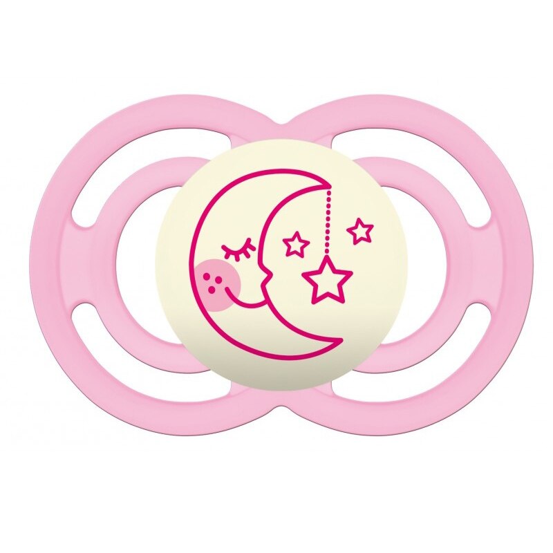 Suzeta ortodontica din silicon 1 MAM Perfect Night 667749-1, Roz 16+ luni