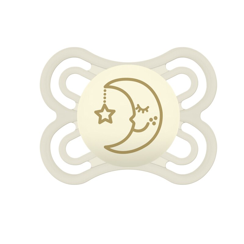 Suzeta ortodontica din silicon 0+ luni MAM Perfect Night 667725, Crem 0+ luni