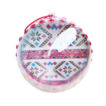 Glob de Craciun 14 cm cu Motive Traditionale Romanesti Roz-Mov Glob de Craciun 14 cm cu Motive Traditionale Romanesti Roz-Mov